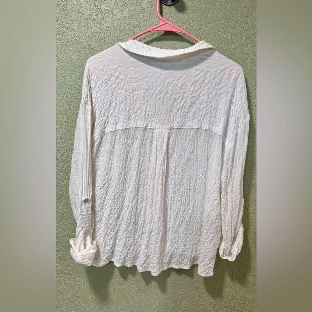 Jane and Delancey Cream Textured Button-Down Shirt - Picture 4 of 4